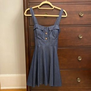 IXIA Denim Circle Skirt Sweetheart Dress